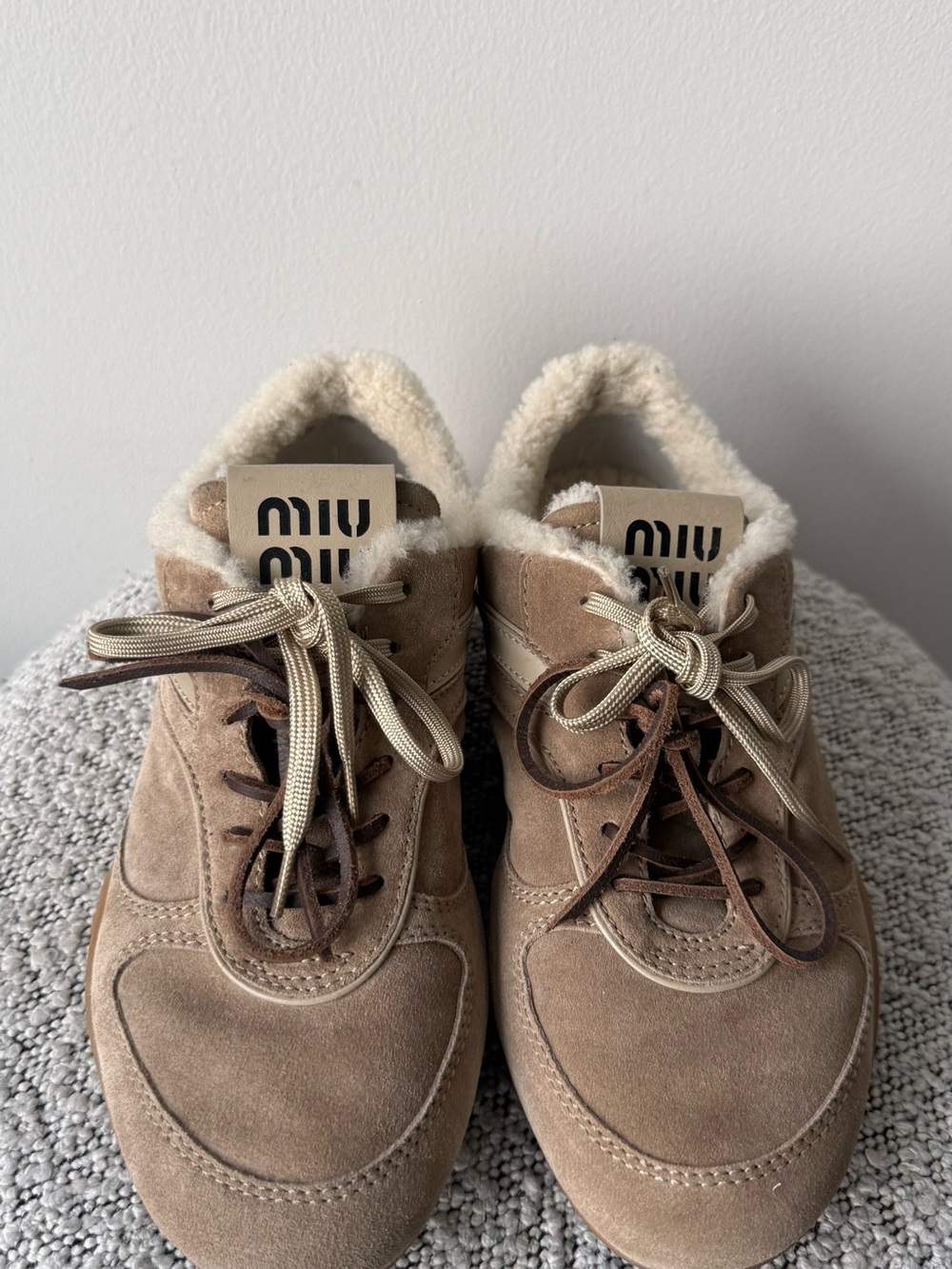 Miu Miu Gymnasium suede and shearling sneakers in suede - Picture 3 of 7